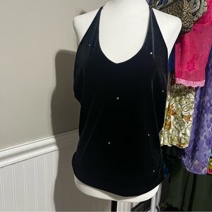 RAG Velvet & Rhinestone Y2K Halter Top